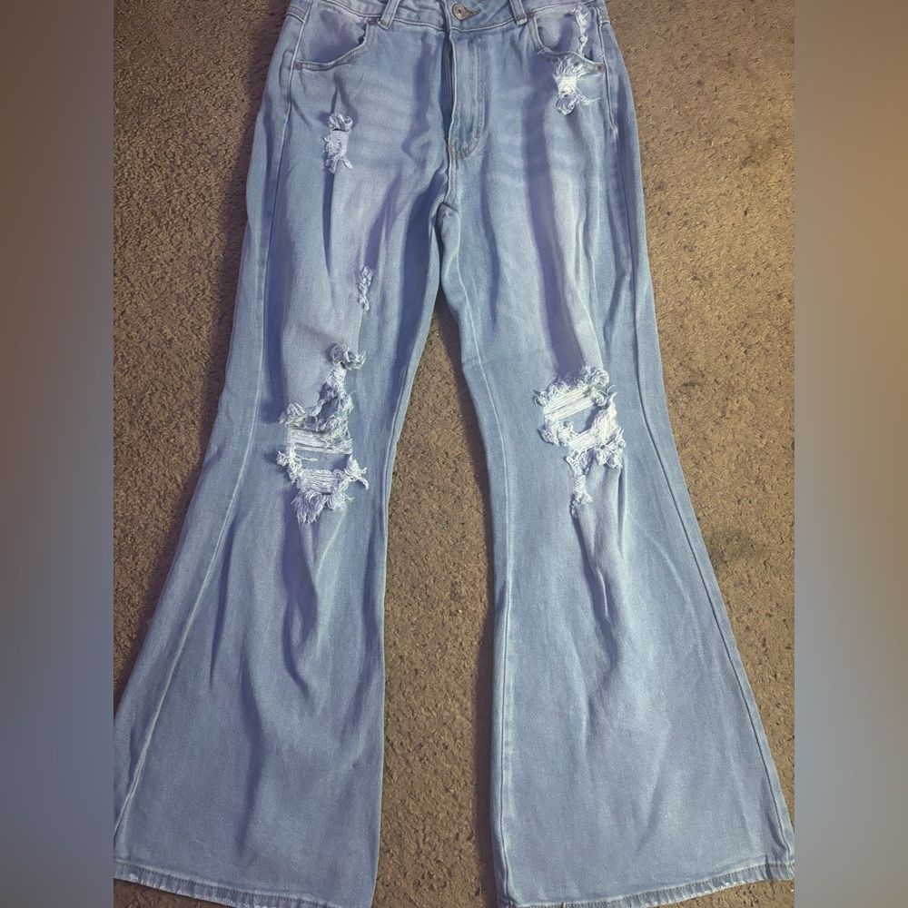 high rise bell bottom jeans